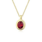 Retro Gem Stone Necklace Gold Plated Luxury Woman Jewelry