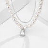 Luxury Layered Shining Pearl Necklace Pendant Necklace Zircon
