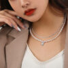 Luxury Layered Shining Pearl Necklace Pendant Necklace Zircon