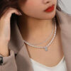 Luxury Layered Shining Pearl Necklace Pendant Necklace Zircon