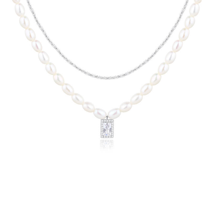 Luxury Layered Shining Pearl Necklace Pendant Necklace Zircon