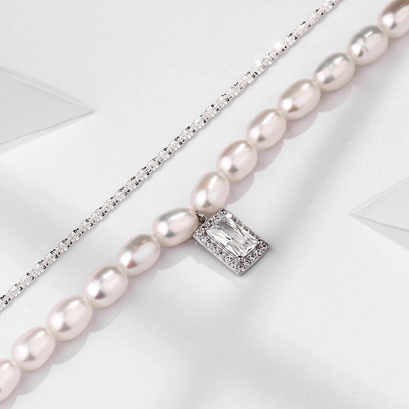 Luxury Layered Shining Pearl Necklace Pendant Necklace Zircon