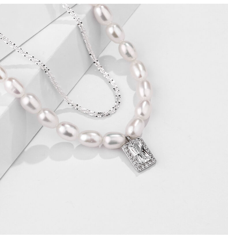 Luxury Layered Shining Pearl Necklace Pendant Necklace Zircon