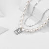 Luxury Layered Shining Pearl Necklace Pendant Necklace Zircon