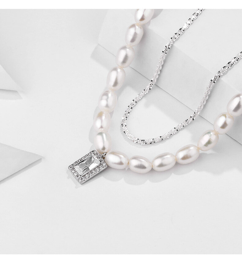 Luxury Layered Shining Pearl Necklace Pendant Necklace Zircon