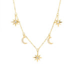 Moon And Star Necklace Eight Pointed Star Necklace Charm Jewelry