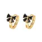 Black Zircon Butterfly Earring Hoop Earring Bow Tie Earring