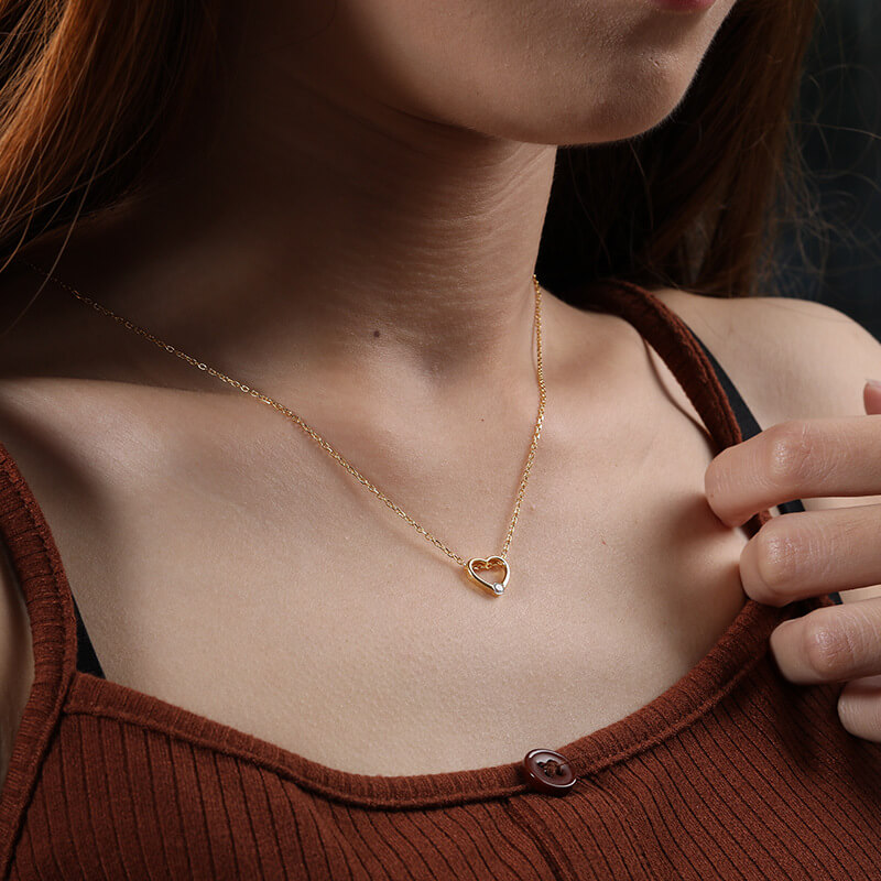 Heart Pendant Necklace Trendy Hollow Out Pendant Necklace
