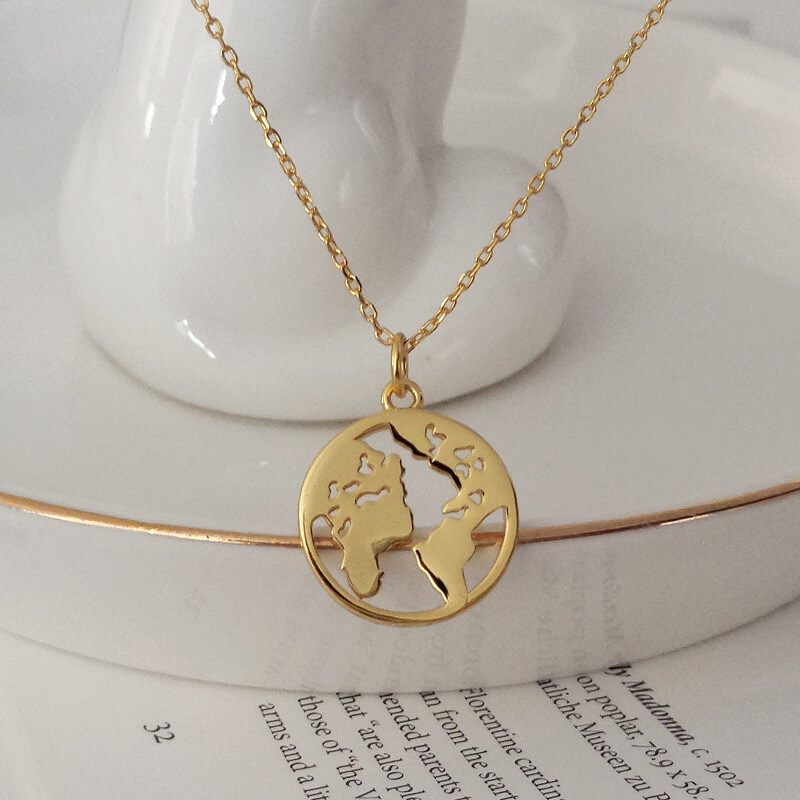 world map necklace
