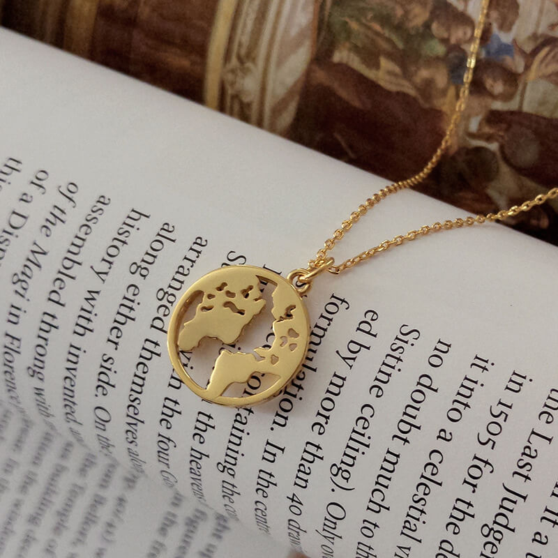 world map necklace