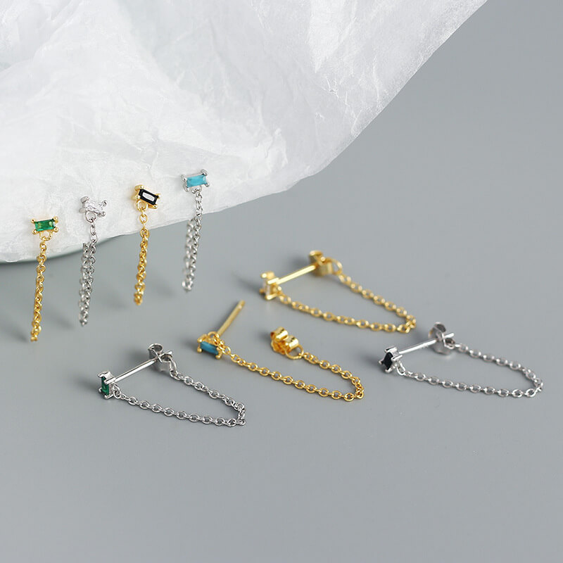 chain earrings silver