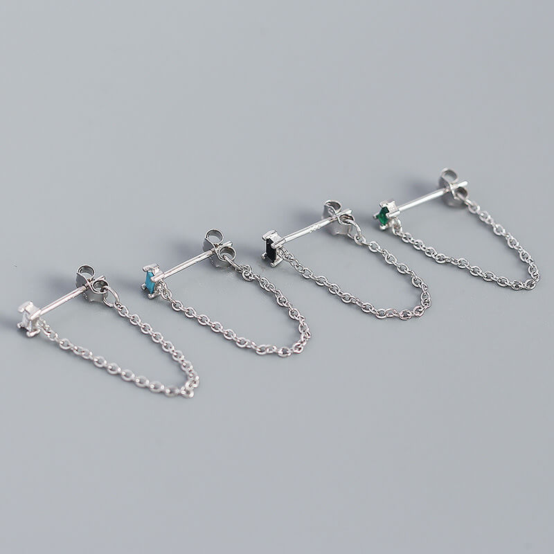 chain earrings silver