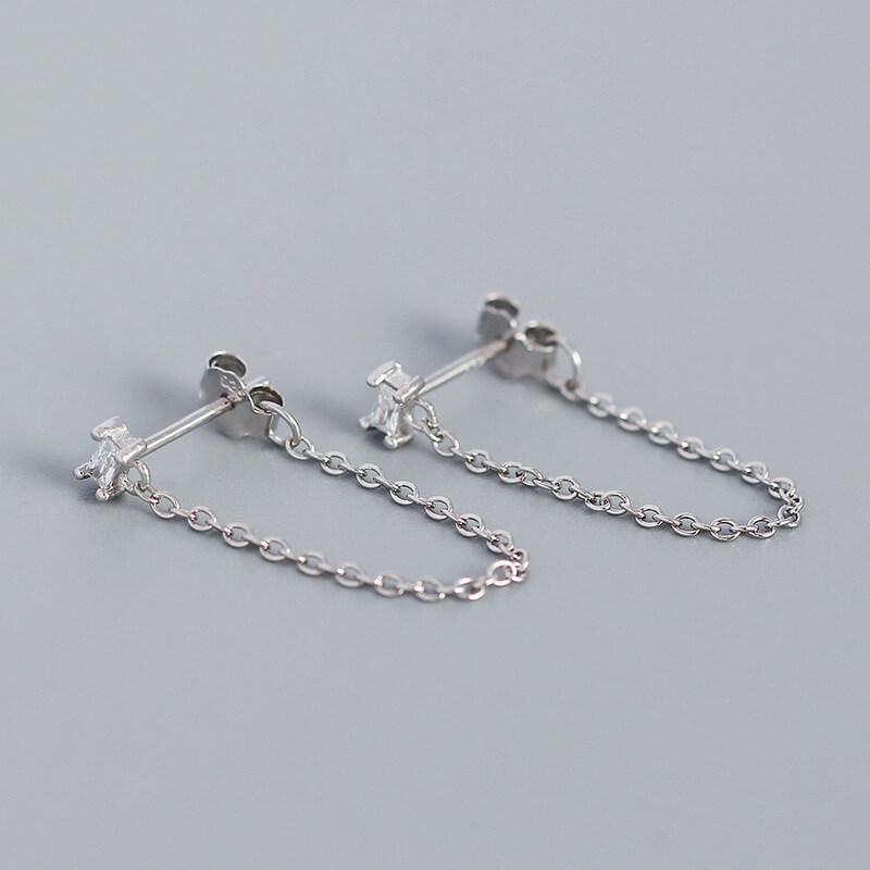 chain earrings silver